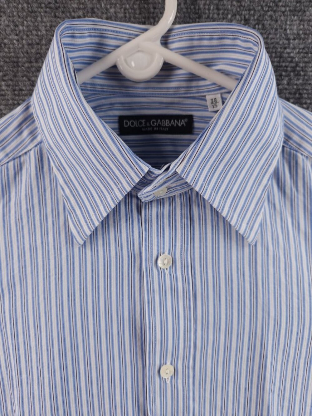 Dolce & Gabbana Blue Striped 15 (38) Italy Long Sleeve Button Up Shirt Woven Men